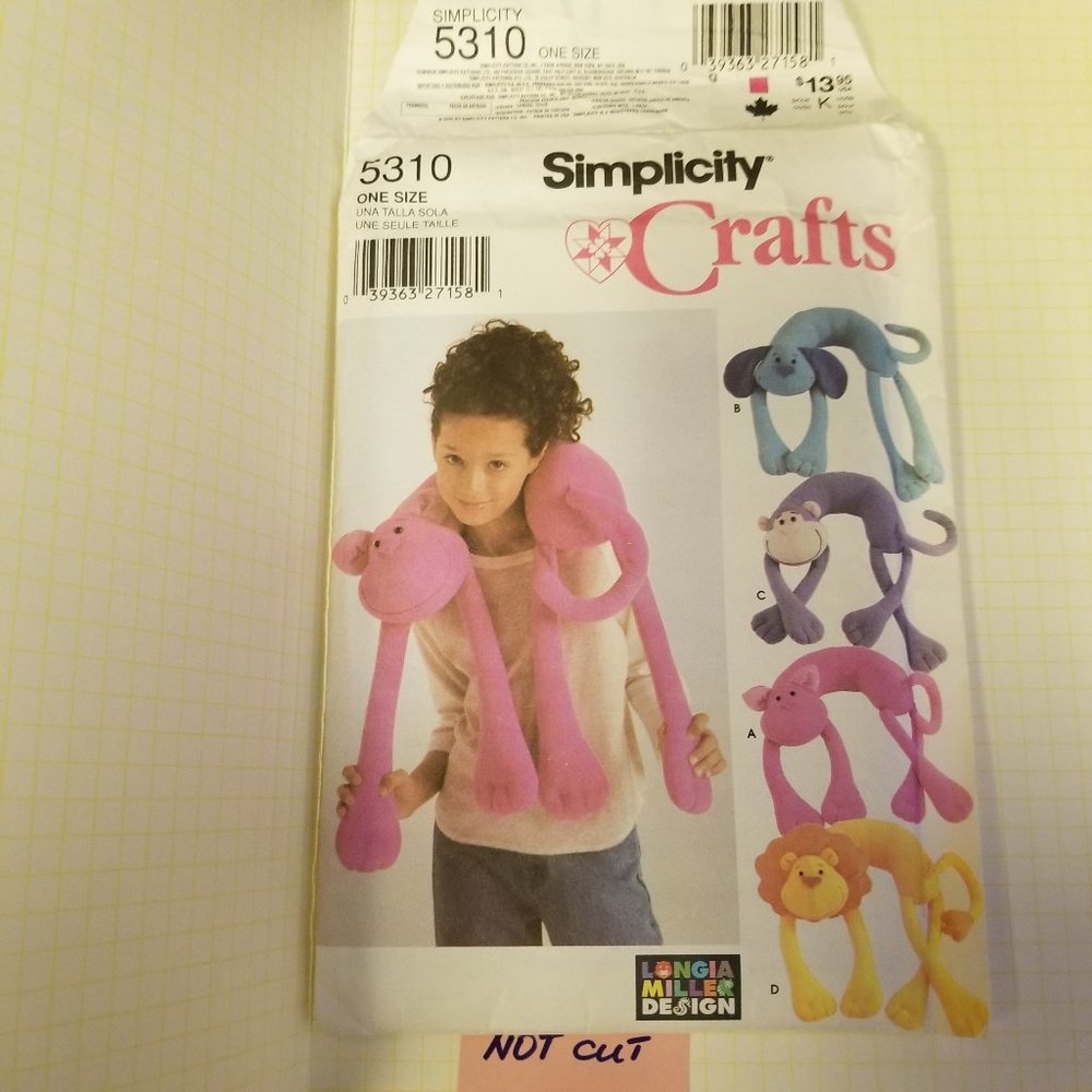✅5310 Simplicity Crafts Monkey Sewing Pattern EZ Se